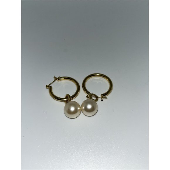 Vintage Lot Of 8 Gold Tone Pierced Earrings w/ Faux Pearls Unbranded - Picture 3 of 12